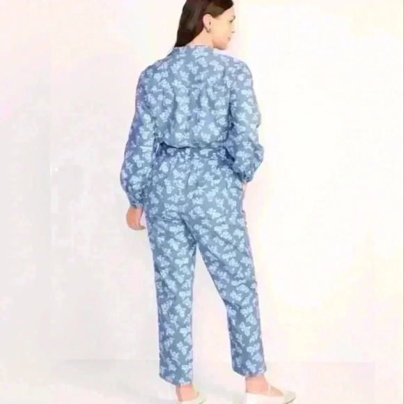 Old Navy Waist defined Floral Utility Non-Stretch Jean Jumpsuit,Size XL Petite - Picture 5 of 8